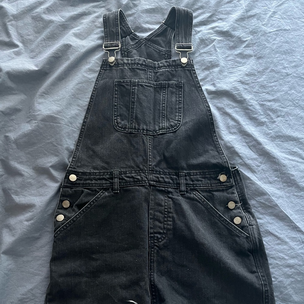 ASOS black denim dress with raw hem